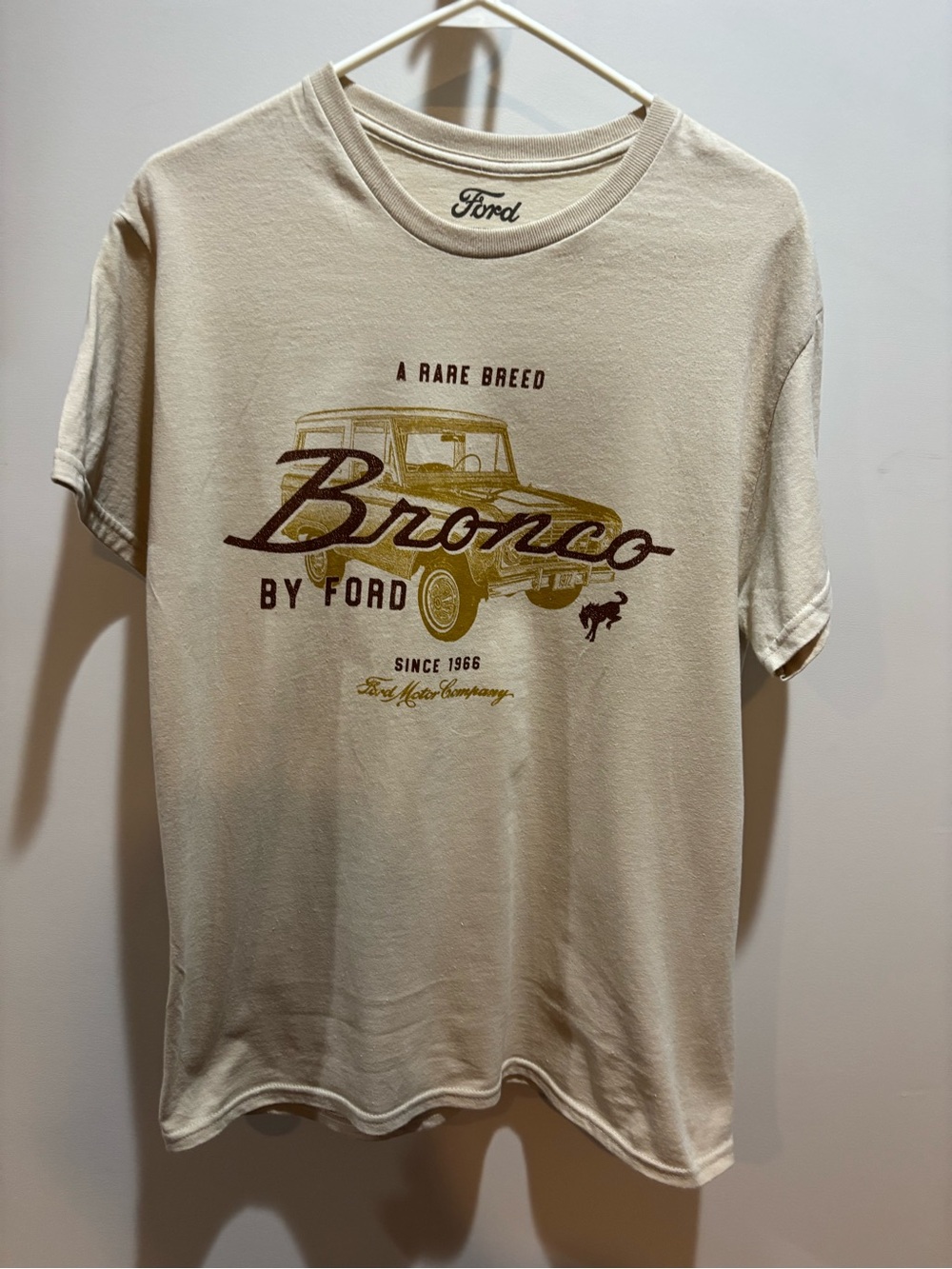 Ford Bronco Graphic Tee - Cream with Brown & Gold Print